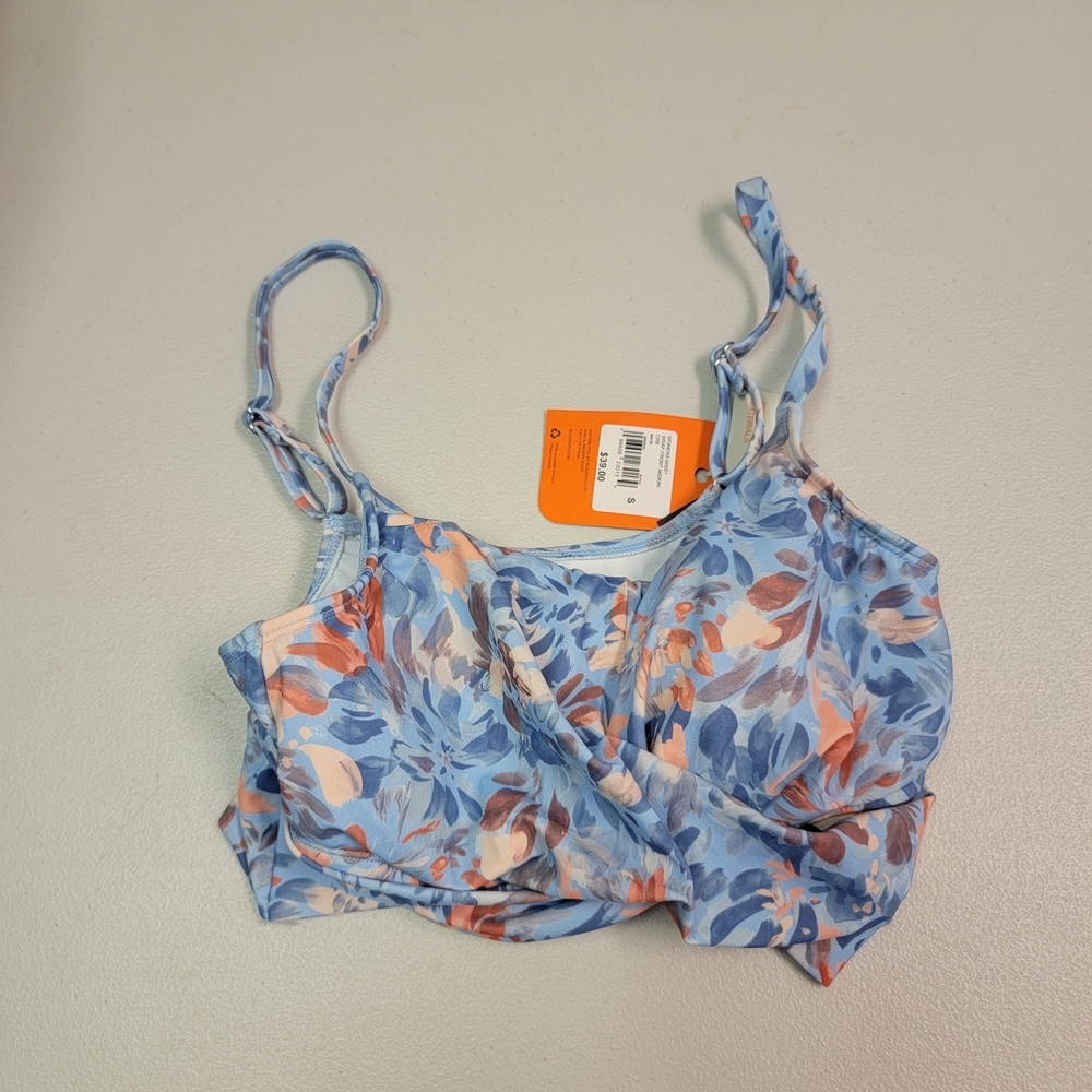 Freely Women's Wild Flower Wrap Front‎ Swim Midkini Size S